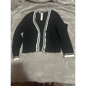 Women's Victoria's Secret Black & White Striped Cardigan M
